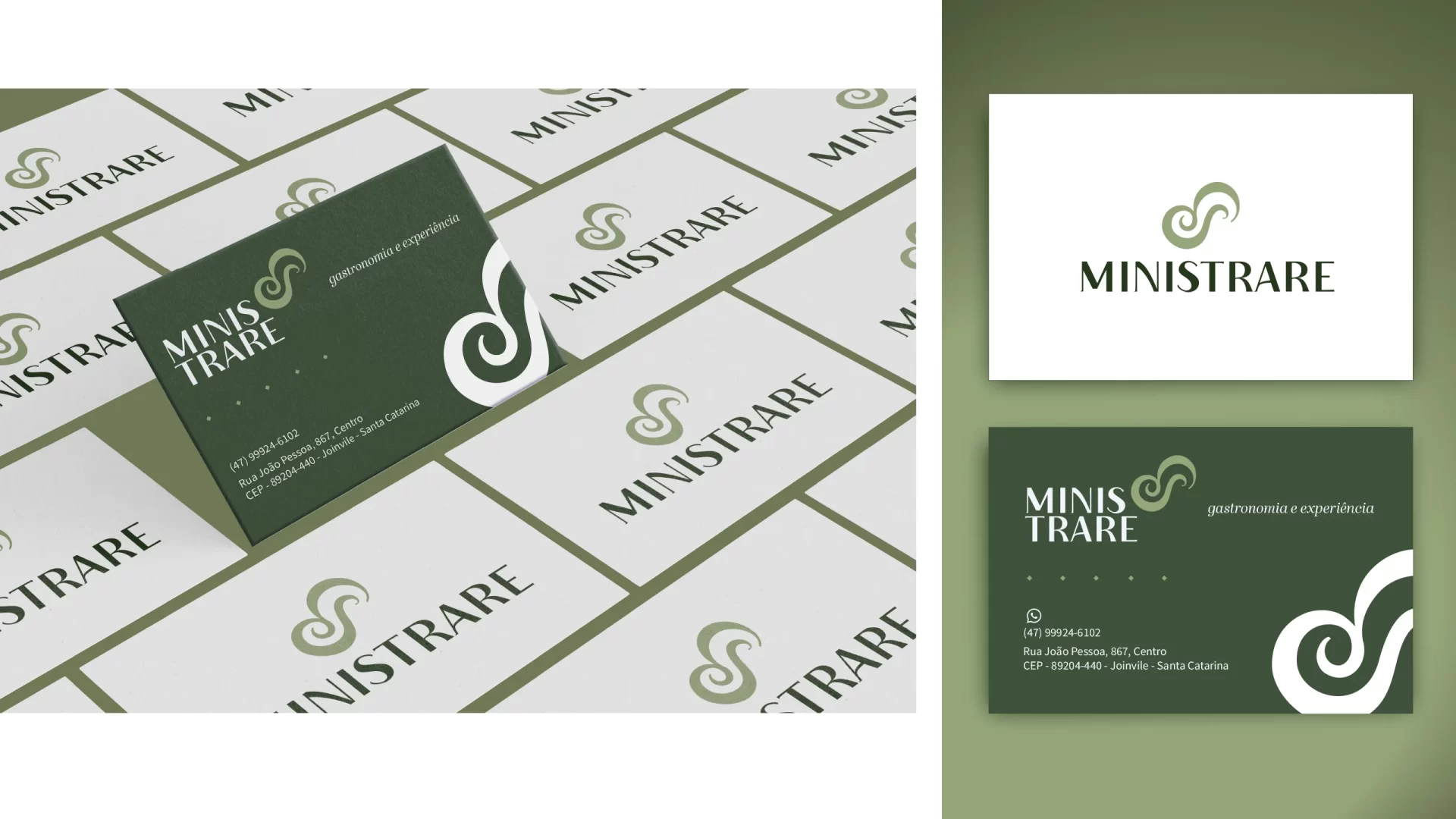 Mockup Cartões de Visita - Ministrare - Gastronomia e Experiência - Vers Branding