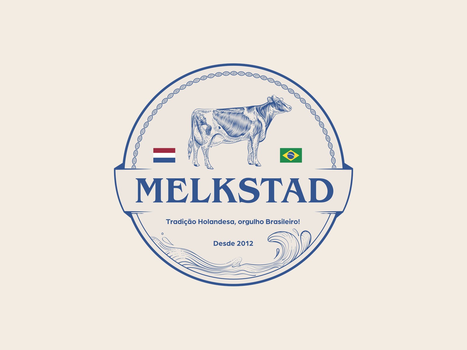 Logotipo da MelkStad, fazenda leiteira de Carambeí (PR)